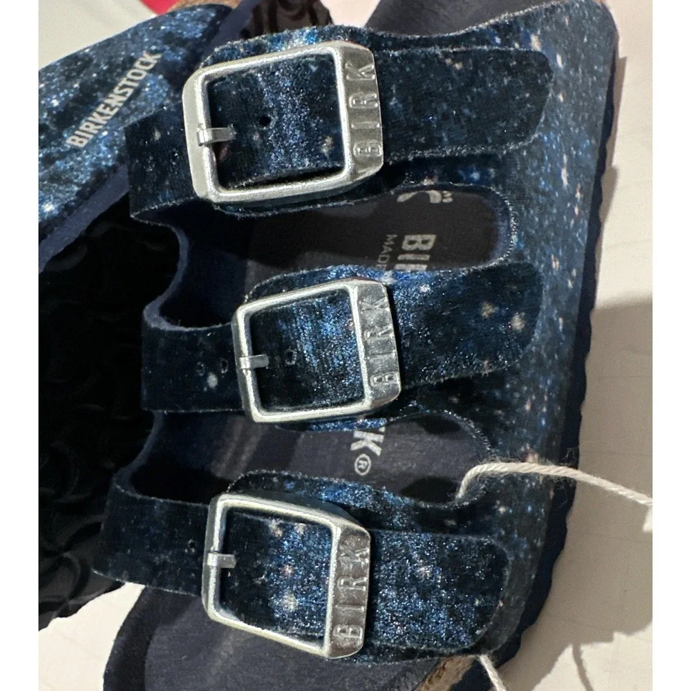 Birkenstock Kids EU 26 US 8 Florida Sandals Velvet Milky‎ Way Blue Narrow Fit